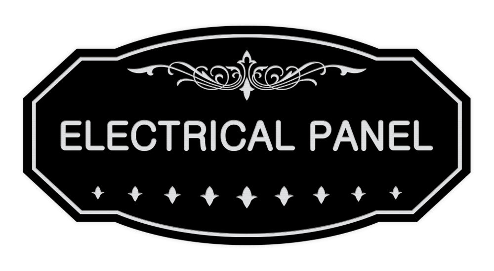 Black / Silver Victorian Electrical Panel Sign
