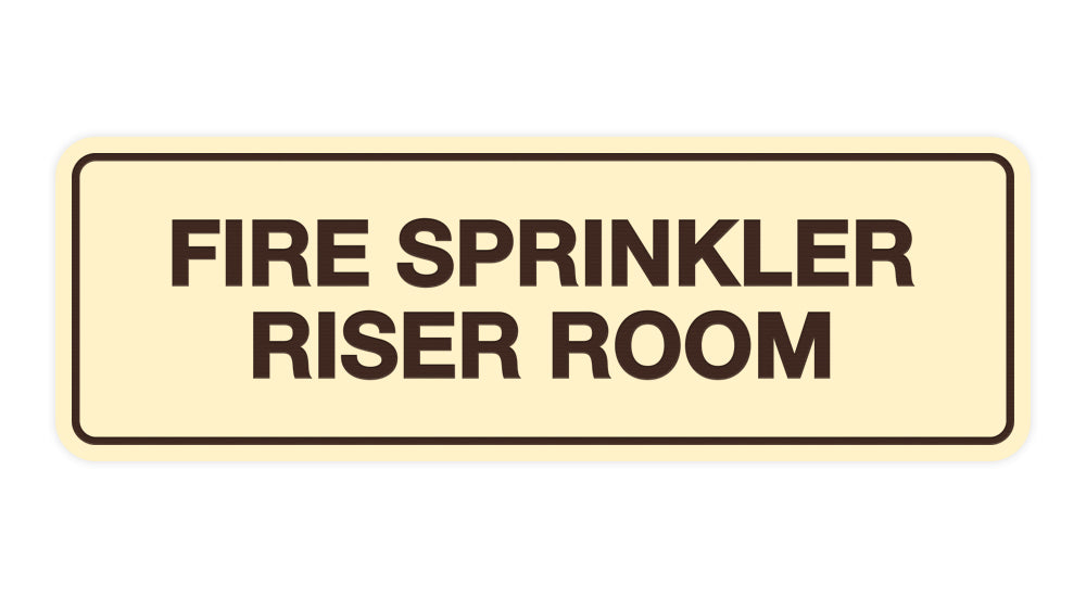 Ivory / Dark Brown Signs ByLITA Standard Fire Sprinkler Riser Room Sign