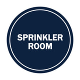 Navy Blue / White Signs ByLITA Circle Sprinkler Room Sign