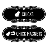 Designer Chicks and Chick Magnets, Novelty Restroom Signs (Set of 2) Wall or Door Signs