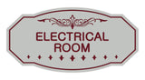 Light Grey / Burgundy Victorian Electrical Room Sign