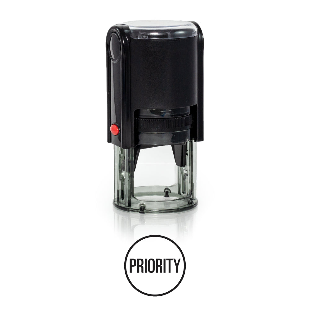 Round Priority Self Inking Rubber Stamp Size 1-1/4"