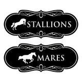Designer Stallions and Mares, Restroom Wall or Door Signs (Set of 2)
