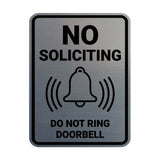 Portrait Round No Soliciting Do Not Ring Doorbell Wall or Door Sign