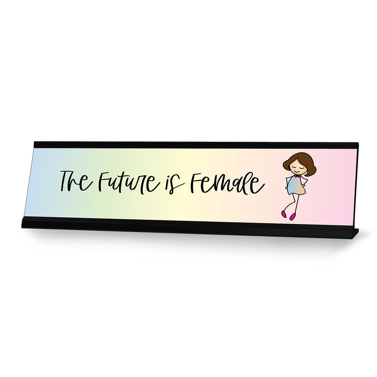 The Future is Female Stick People Desk Sign, Novelty Nameplate (2 x 8")
