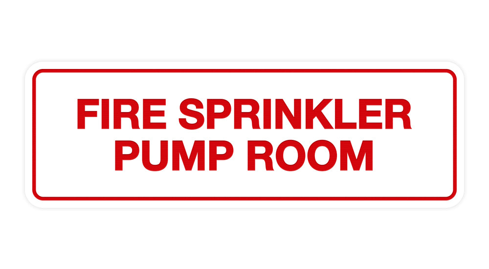 White / Red Signs ByLITA Standard Fire Sprinkler Pump Room Sign