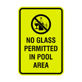 Portrait Round No Glass Permitted In Pool Area Sign