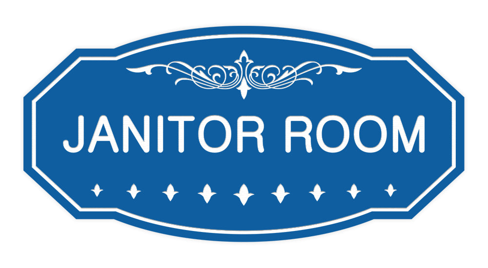 Blue Victorian Janitor Room Sign