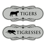 Designer Tigers and Tigresses, Novelty Restroom Signs, Set of 2 (Black) - Small