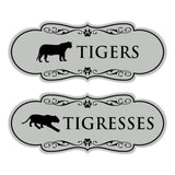 Designer Tigers and Tigresses, Novelty Restroom Signs, Set of 2 (Black) - Small