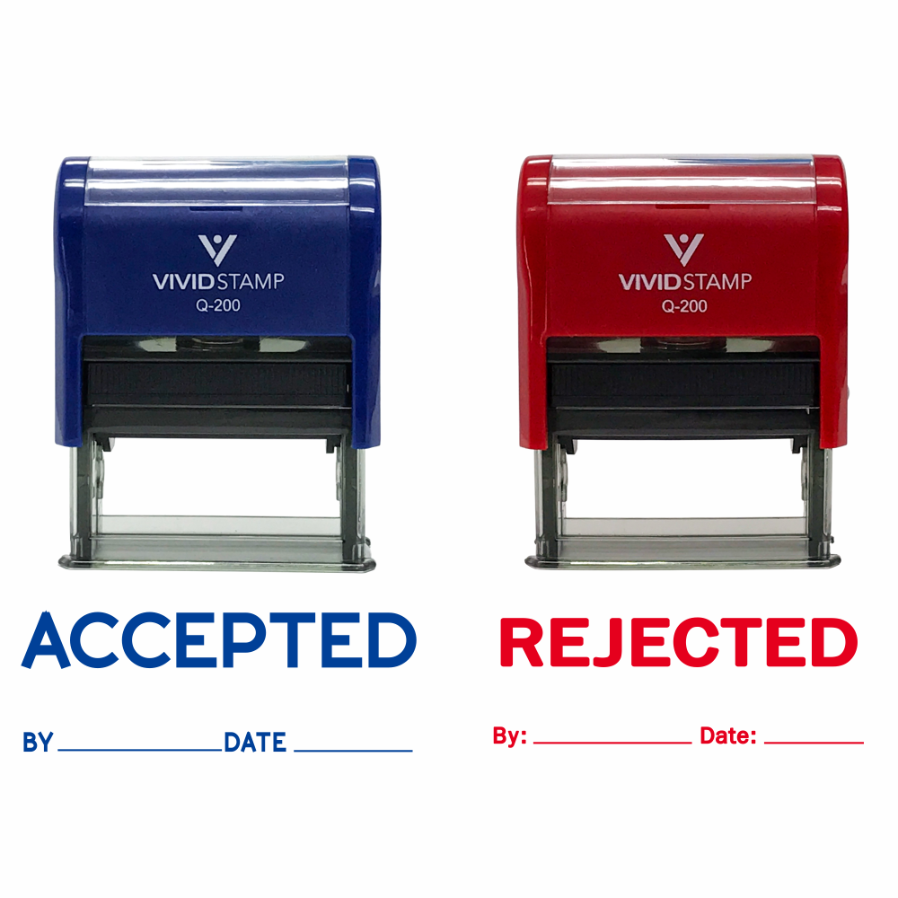 Accepted / Rejected By Date Self Inking Rubber Stamp - 2 Pack