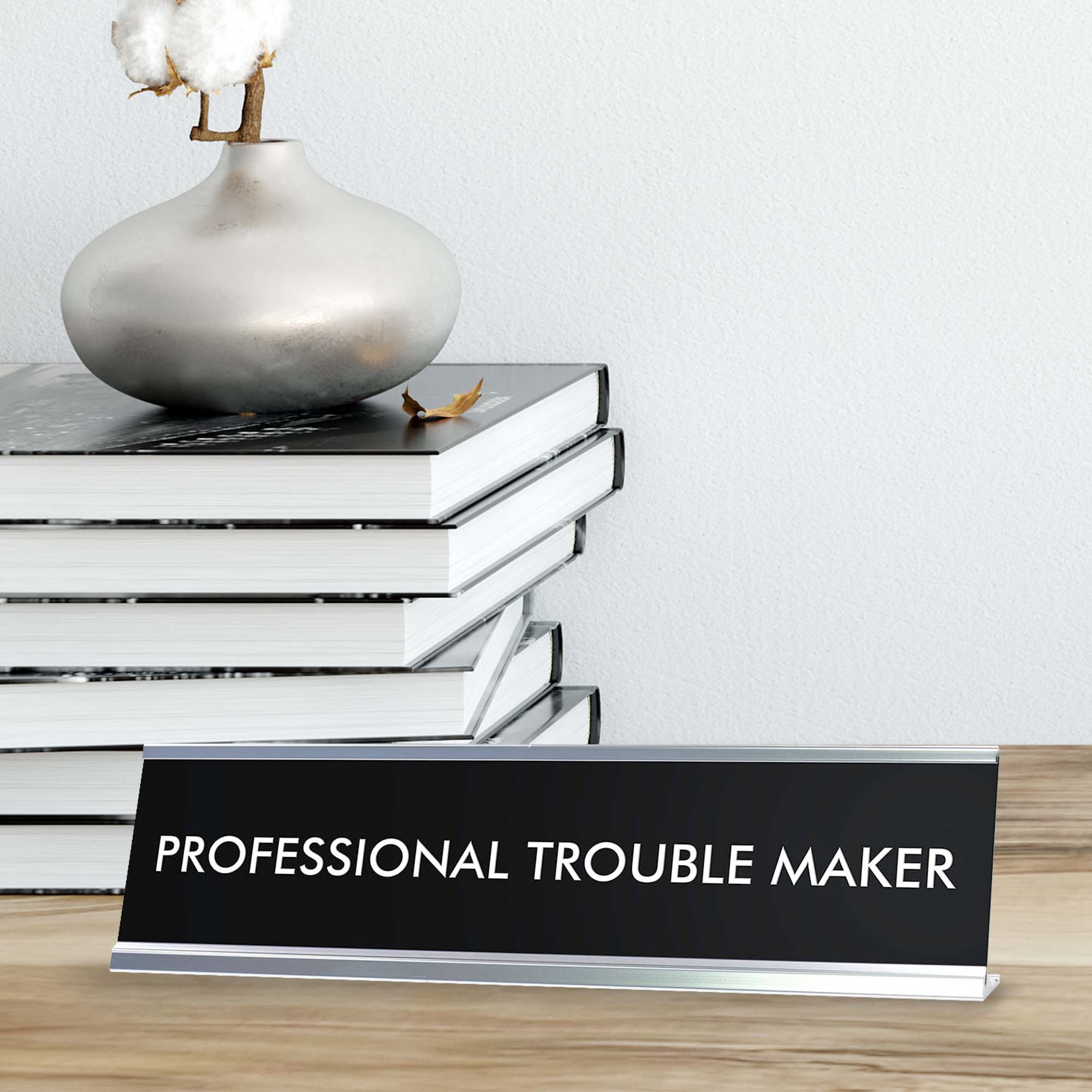 PROFESSIONAL TROUBLE MAKER Novelty Desk Sign – Pacific Sign and Stamp