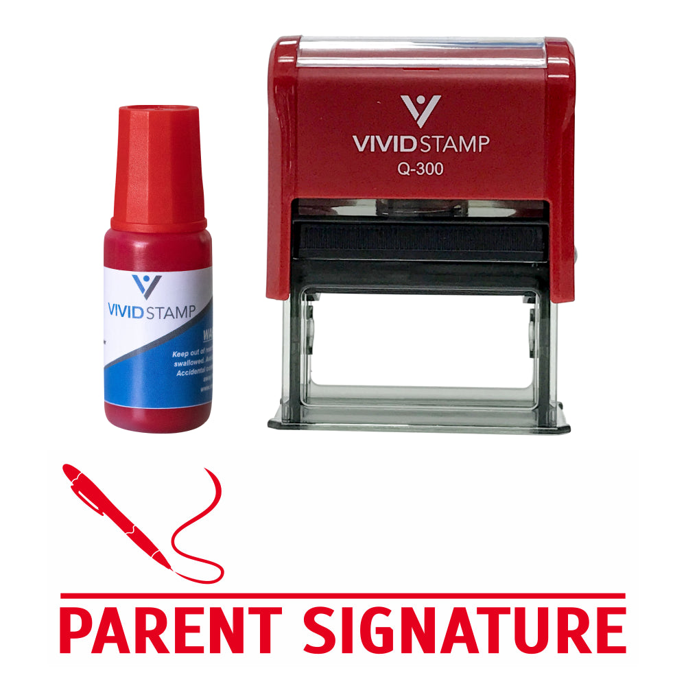 Parent Signature Self Inking Rubber Stamp Combo With Refill