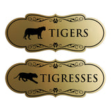 Designer Tigers and Tigresses, Novelty Restroom Signs, Set of 2 (Black) - Small