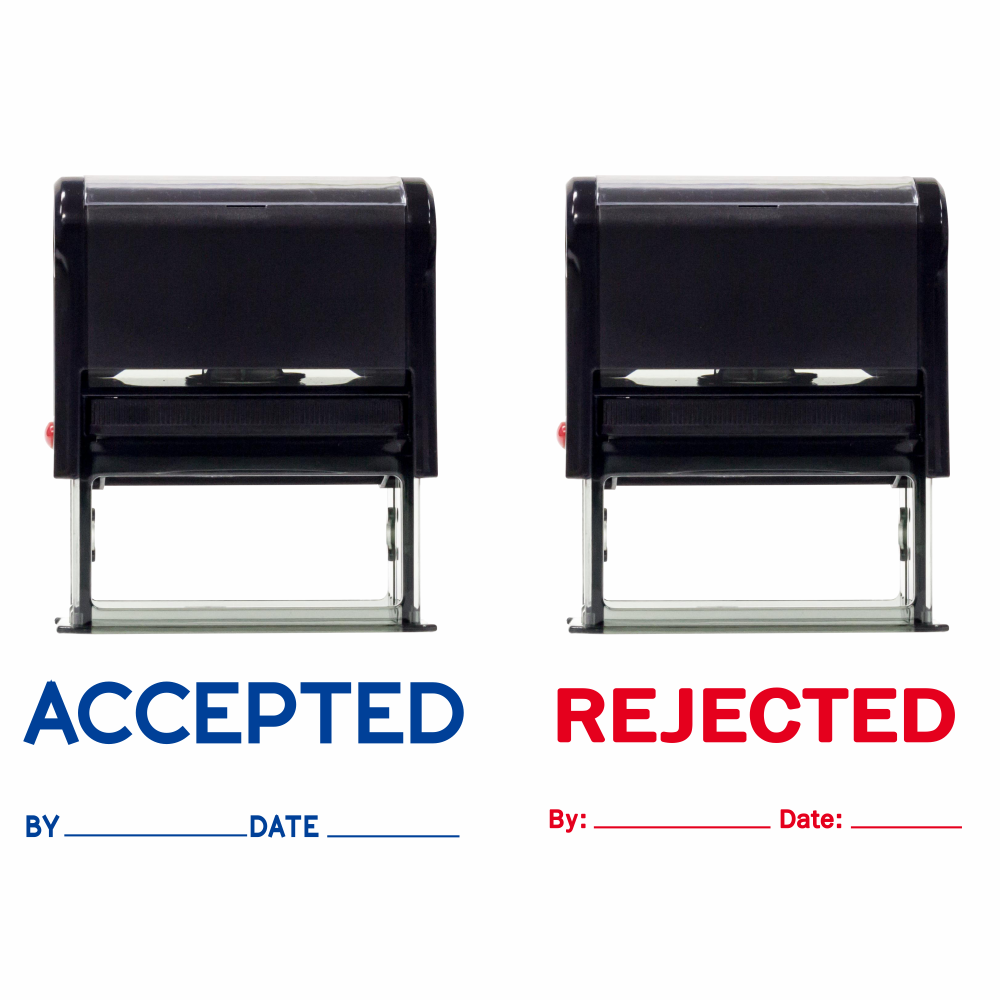 Accepted / Rejected By Date Self Inking Rubber Stamp - 2 Pack