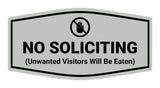 Fancy No Soliciting (Unwanted Visitors Will Be Eaten) Wall or Door Sign