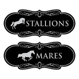 Designer Stallions and Mares, Restroom Wall or Door Signs (Set of 2)