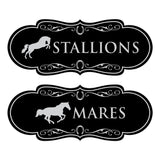 Designer Stallions and Mares, Restroom Wall or Door Signs (Set of 2)