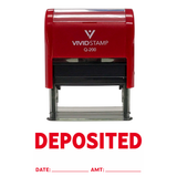 Deposited With Date Amount Line Self Inking Rubber Stamp