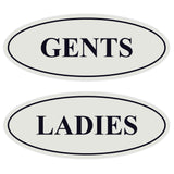Oval LADIES GENTS Restroom Signs - 2 Pack