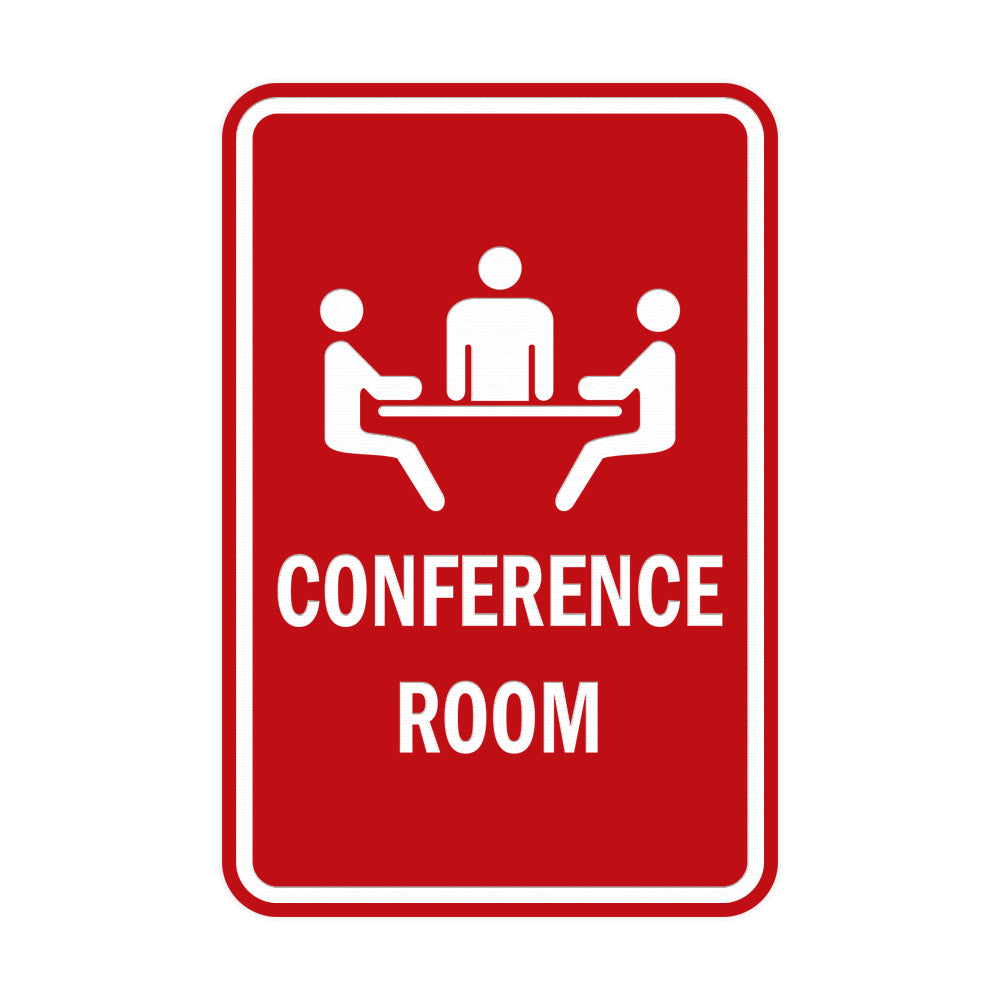 Red Portrait Round Conference Room Sign