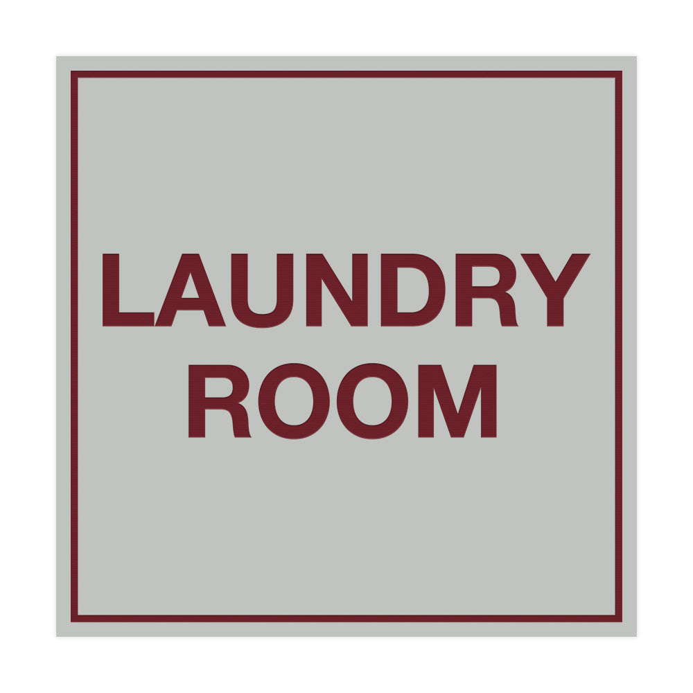 Light Grey / Burgundy Signs ByLITA Square Laundry Room Sign