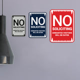 Portrait Round No Soliciting Unwanted Visitors Will Be Eaten Sign (Black) - Small