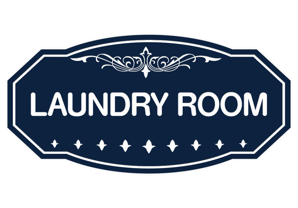 Navy Blue / White Victorian Laundry Room Sign