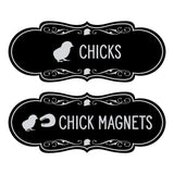 Designer Chicks and Chick Magnets, Novelty Restroom Signs (Set of 2) Wall or Door Signs