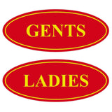 Oval LADIES GENTS Restroom Signs - 2 Pack
