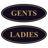 Oval LADIES GENTS Restroom Signs - 2 Pack