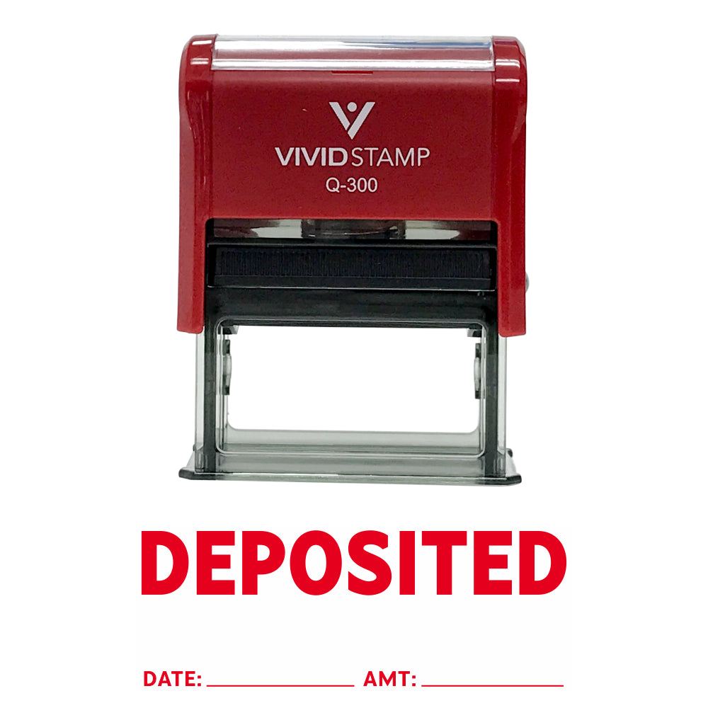 Deposited With Date Amount Line Self Inking Rubber Stamp