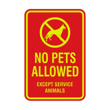 Portrait Round No Pets Allowed Except Service Animals Sign