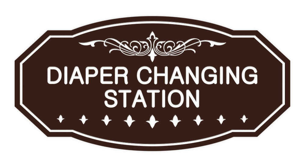 Dark Brown Victorian Diaper Changing Station Sign
