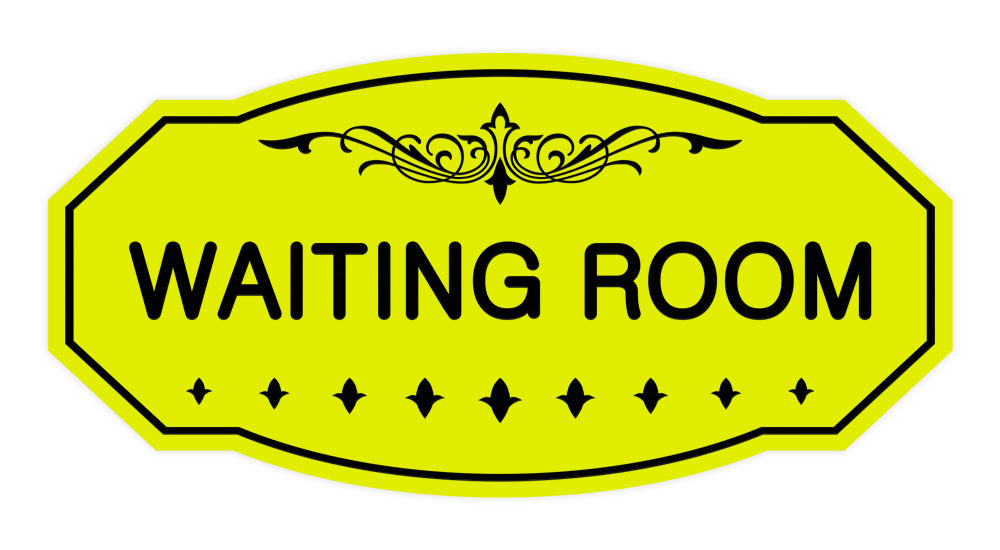 Yellow / Black Victorian Waiting Room Sign