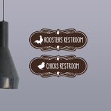 Designer Chicks and Roosters Novelty Restroom Signs (Set of 2) Wall or Door Sign