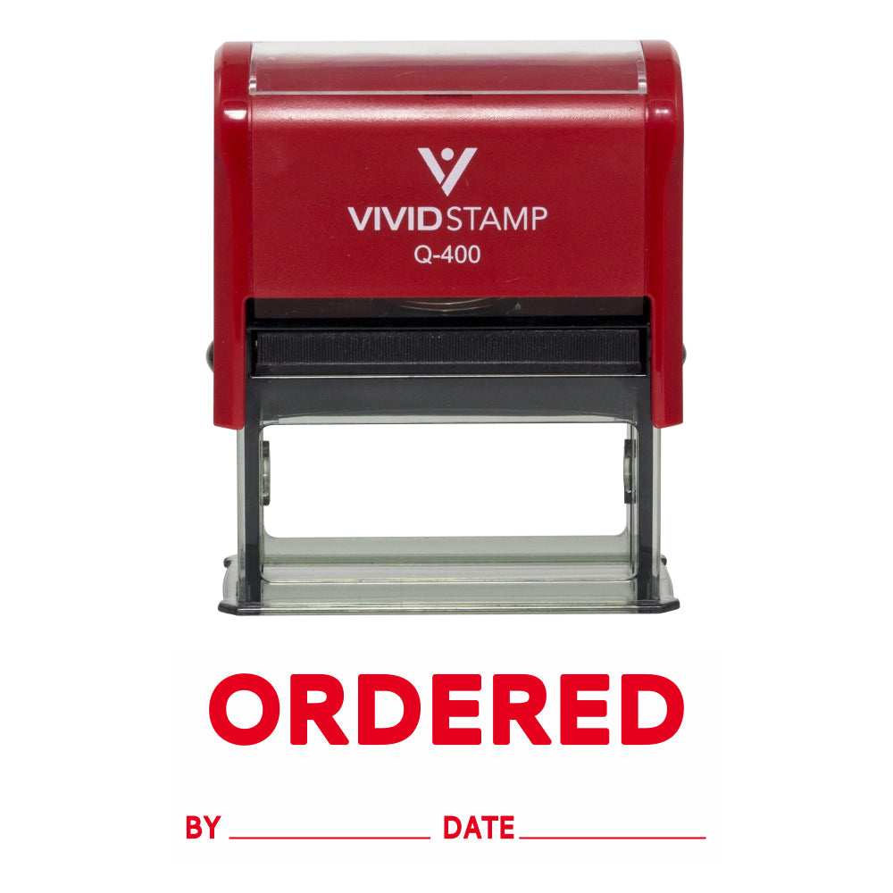 Ordered By Date Self Inking Rubber Stamp