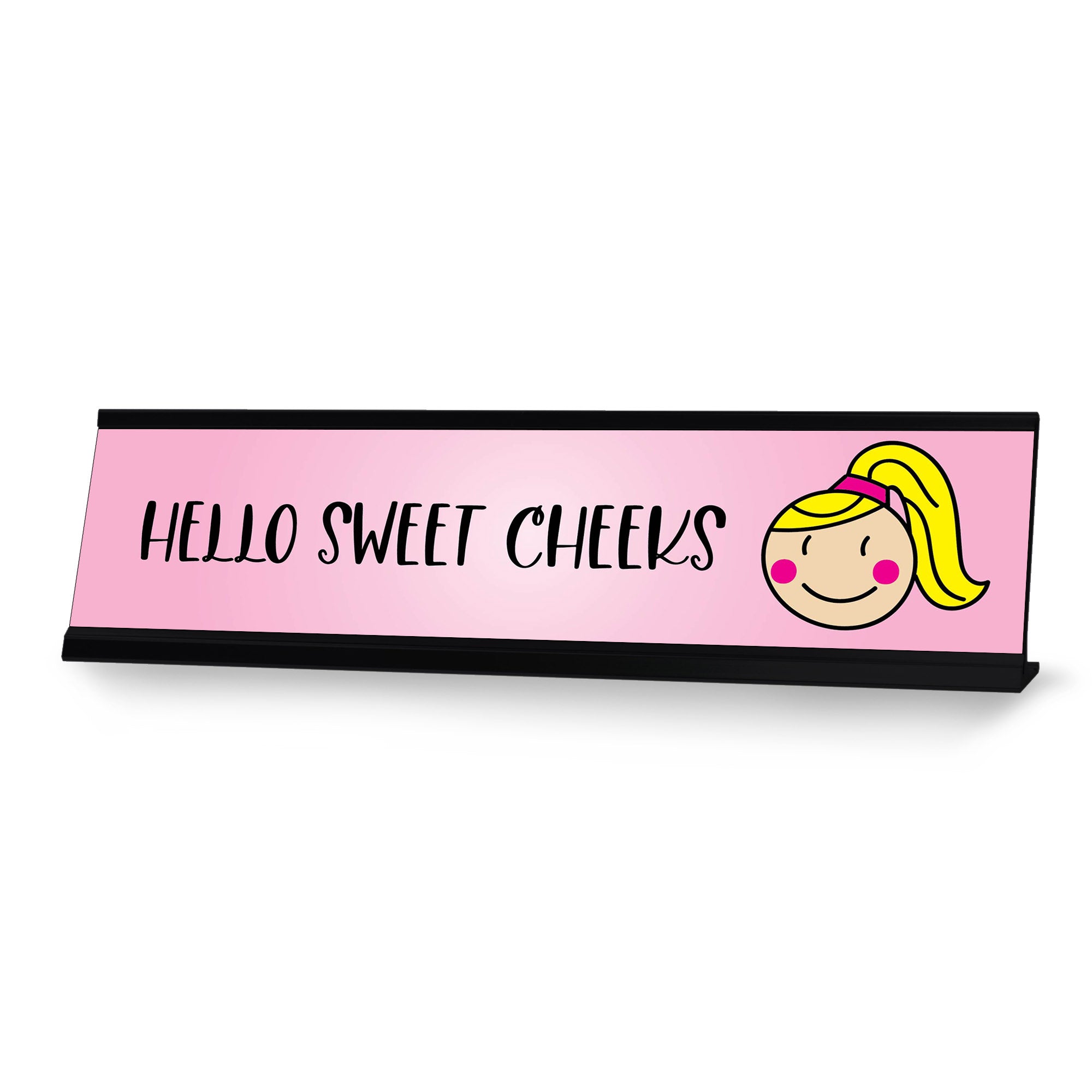 Hello Sweet Cheeks, Stick People Desk Sign, Novelty Nameplate (2 x 8")