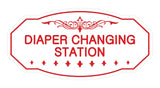 White / Red Victorian Diaper Changing Station Sign