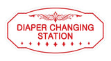 White / Red Victorian Diaper Changing Station Sign