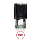 Round Draft Self Inking Rubber Stamp Size 1-1/4"