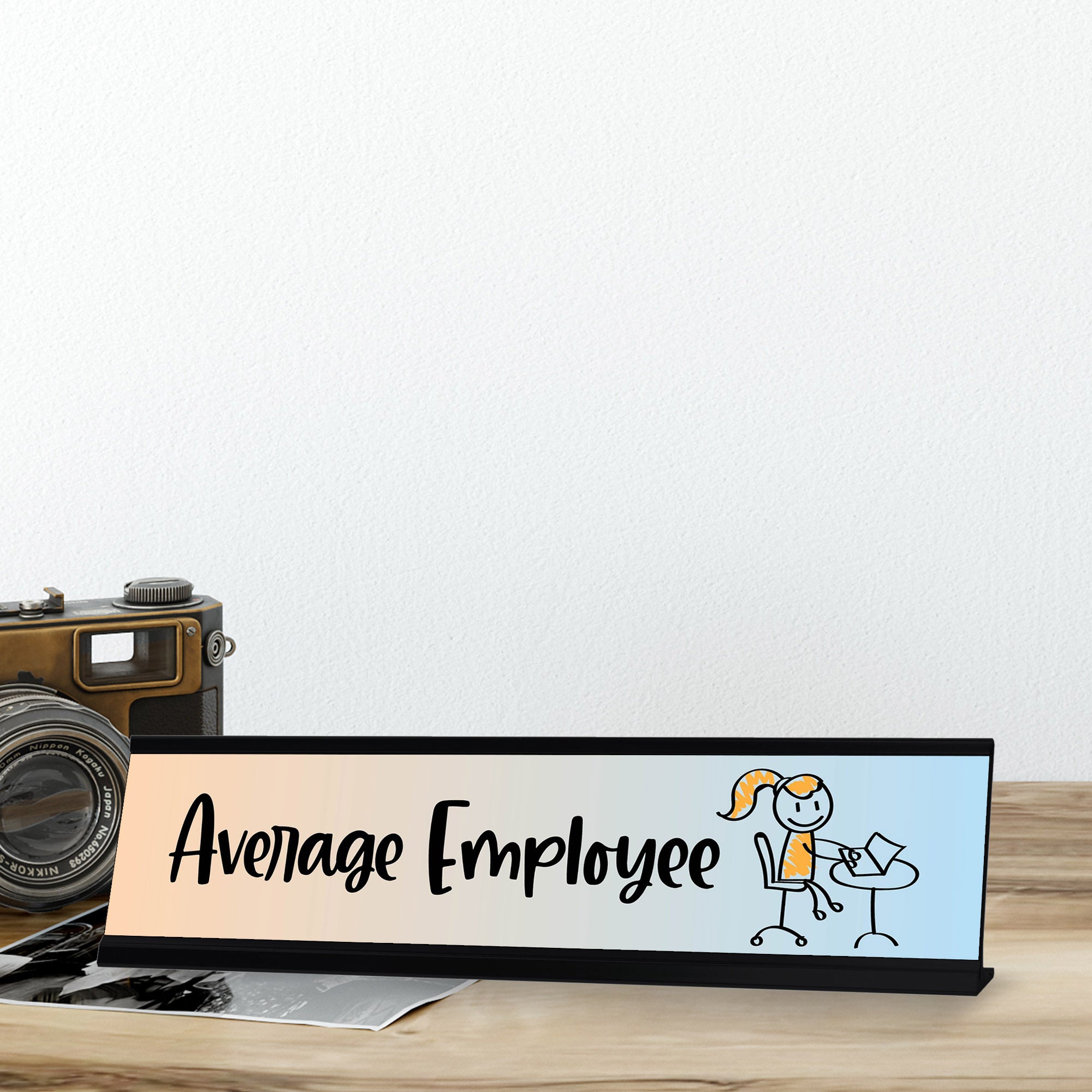 Average Employee, Stick People Desk Sign, Novelty Nameplate (2 x 8")