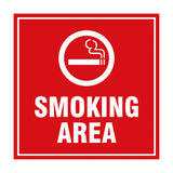 Signs ByLITA Square Smoking Area Sign with Adhesive Tape, Mounts On Any Surface, Weather Resistant, Indoor/Outdoor Use