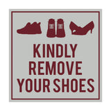 Signs ByLITA Square Kindly Remove Your Shoes Sign with Adhesive Tape, Mounts On Any Surface, Weather Resistant, Indoor/Outdoor Use