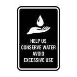 Portrait Round Help Us Conserve Water Avoid Excessive Use Sign