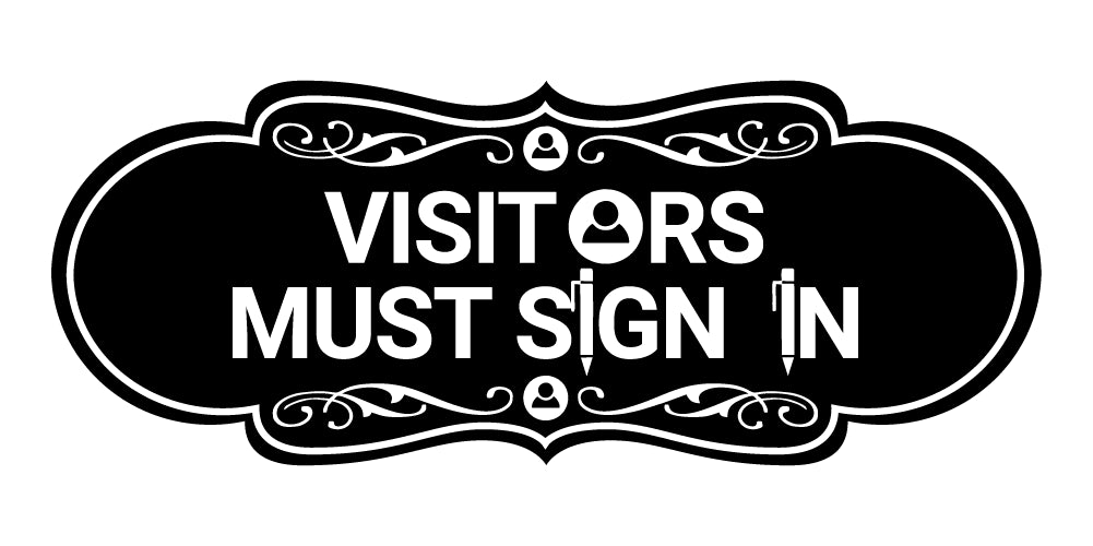 Designer Visitors Must Sign In Wall or Door Sign – Pacific Sign and Stamp