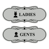 Designer Ladies and Gents Restroom Signs, Bow Ties and Tiaras (Set of 2) Wall or Door Sign