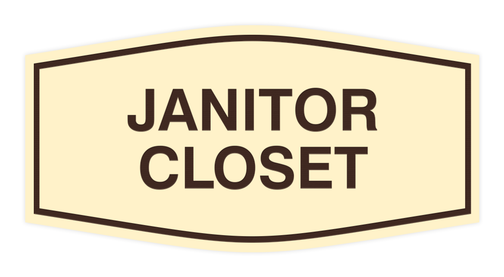 Ivory / Dark Brown Fancy Janitor Closet Sign