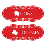 Designer Lions and Lionesses, Novelty Restroom (Set of 2) Wall or Door Signs