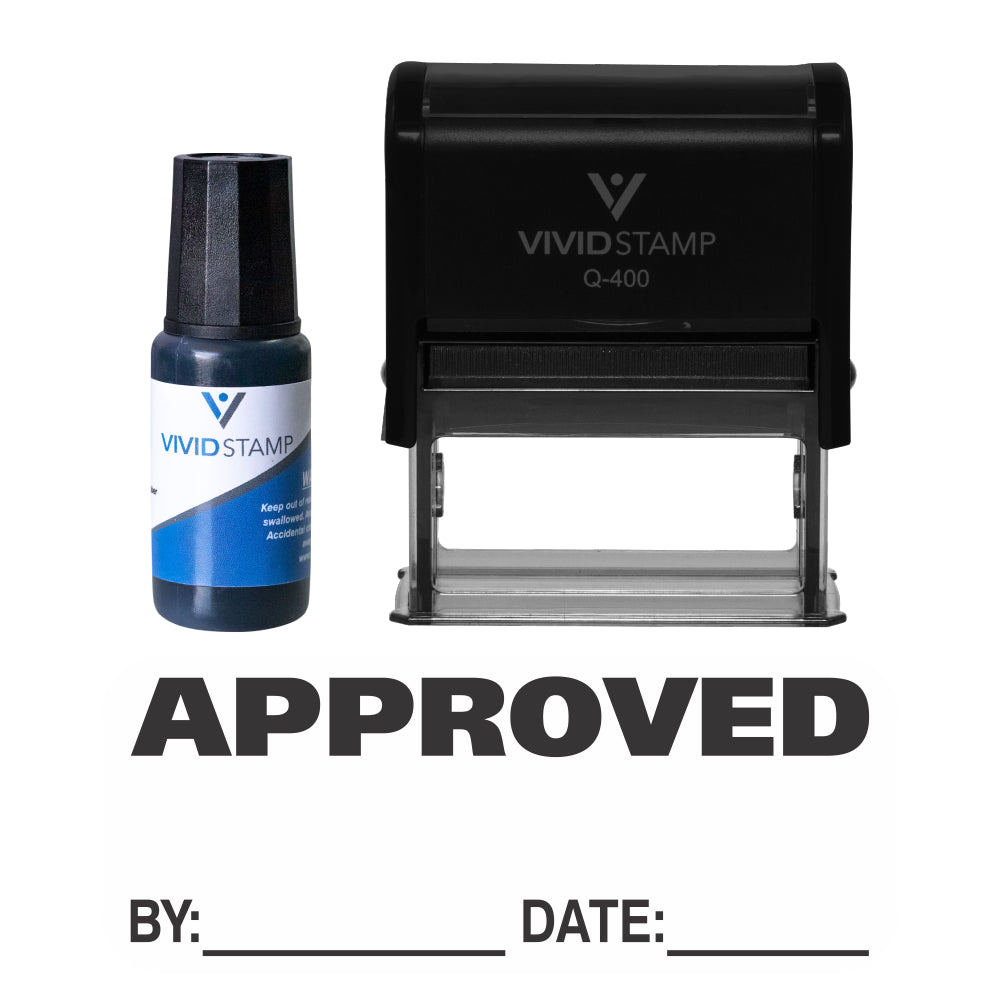 Approved By Date Self Inking Rubber Stamp Combo With Refill